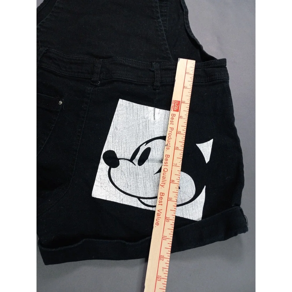Disney Mickey Mouse Kids Black Denim Shortalls Overalls Size Large
